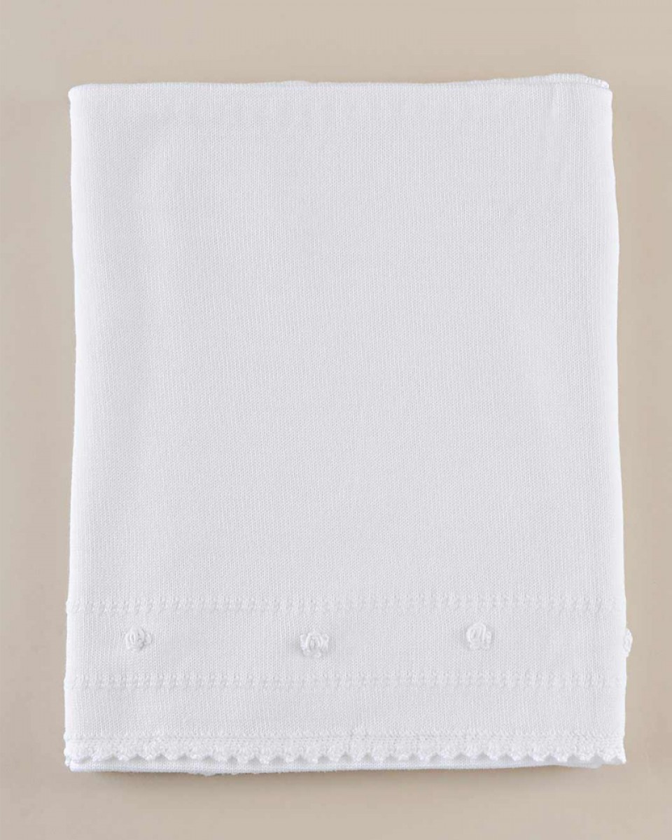 Rose Border Knit Christening Blanket - One Small Child