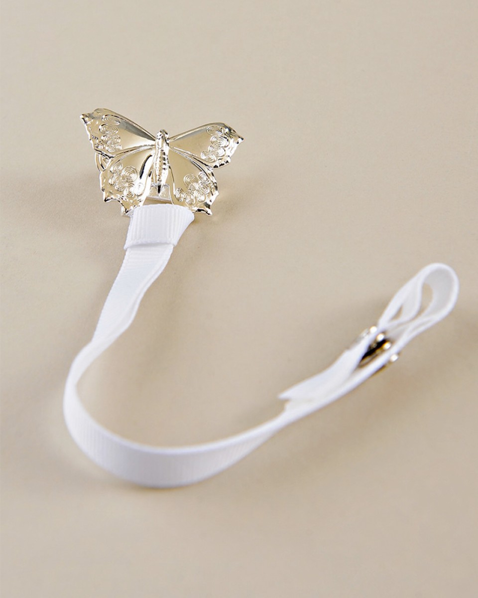 Silver Butterfly Pacifier Clip - One Small Child