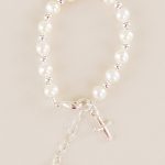 Silver & Pearl Cross Charm Bracelet - One Small Child