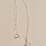Sterling Pink CZ Cross Necklace Baby Gift - One Small Child