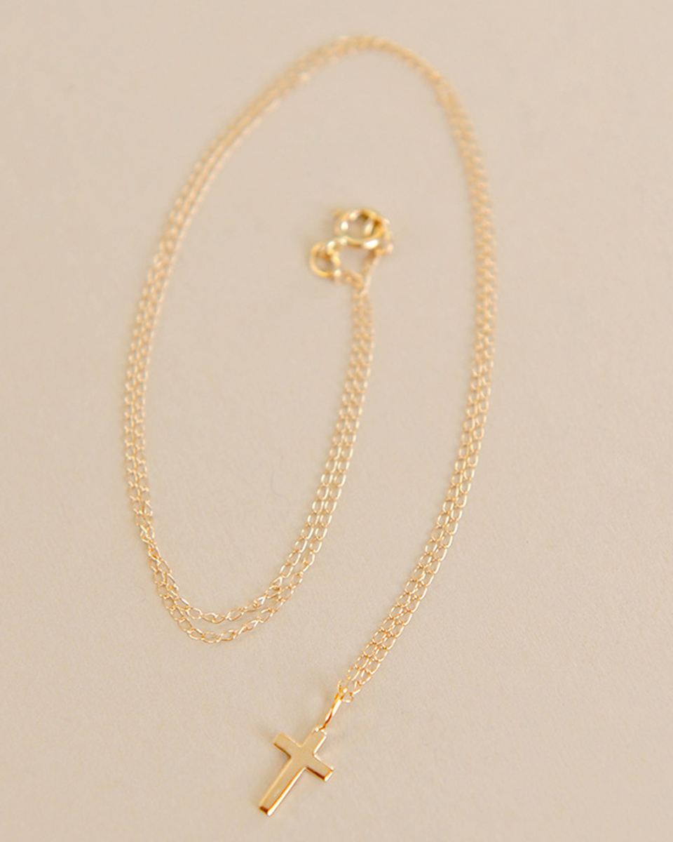 Tiny 14kt Gold Cross Baby Necklace - One Small Child