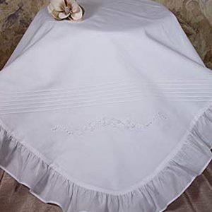 Hand Embroidered Cotton Christening Blanket with Ruffle - One Small Child