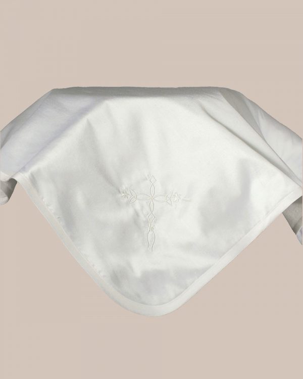 Silk Dupioni Blanket with Embroidered Cross - One Small Child