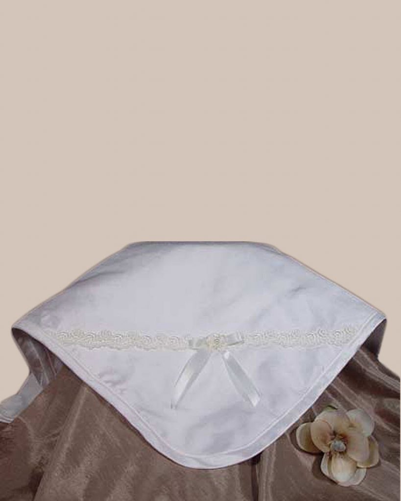 Silk Dupioni Blanket with Venise Trim and Bow - One Small Child