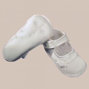 Girls Satin Shoe with Embroidered Celtic Cross - One Small Child