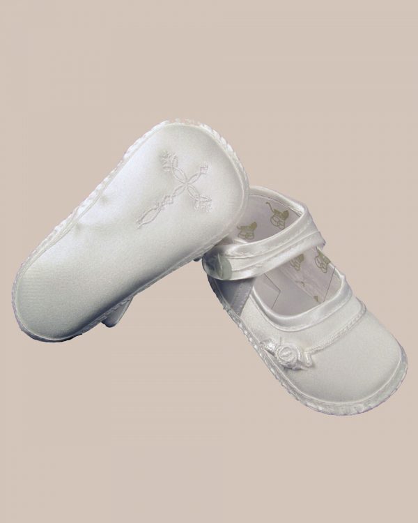 Girls Satin Shoe with Embroidered Celtic Cross - One Small Child