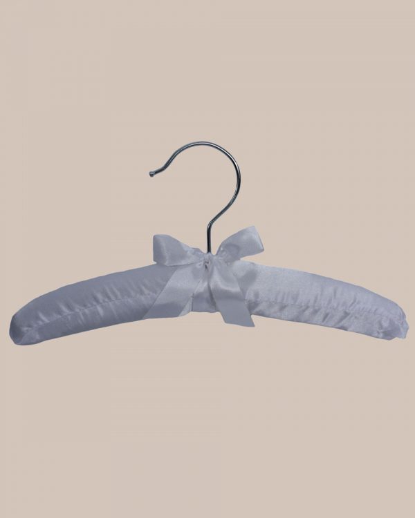 10" White Satin Hanger with Metal Hook - One Small Child