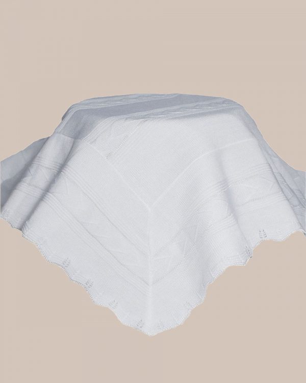 White Knit Baby Baptism Shawl One Small Child