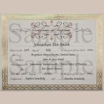 Customized Baptism Certificate with Gold Foil Leafing Border - One Small Child