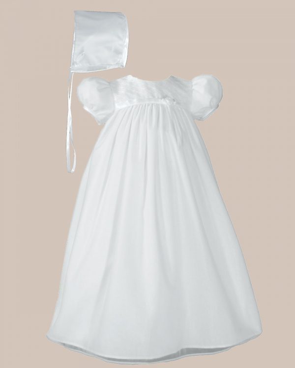 Baby Girls White Embroider Taffeta Christening Dress - One Small Child