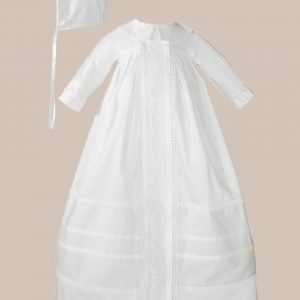 Cotton Sateen Bishop's Christening Baptism Gown and Bonnet - One Small Child