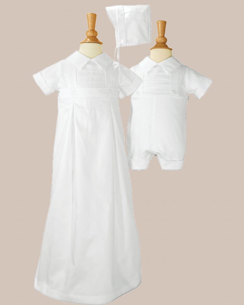 Boys 100% Cotton Convertible Christening Baptism Set with Hat - One Small Child