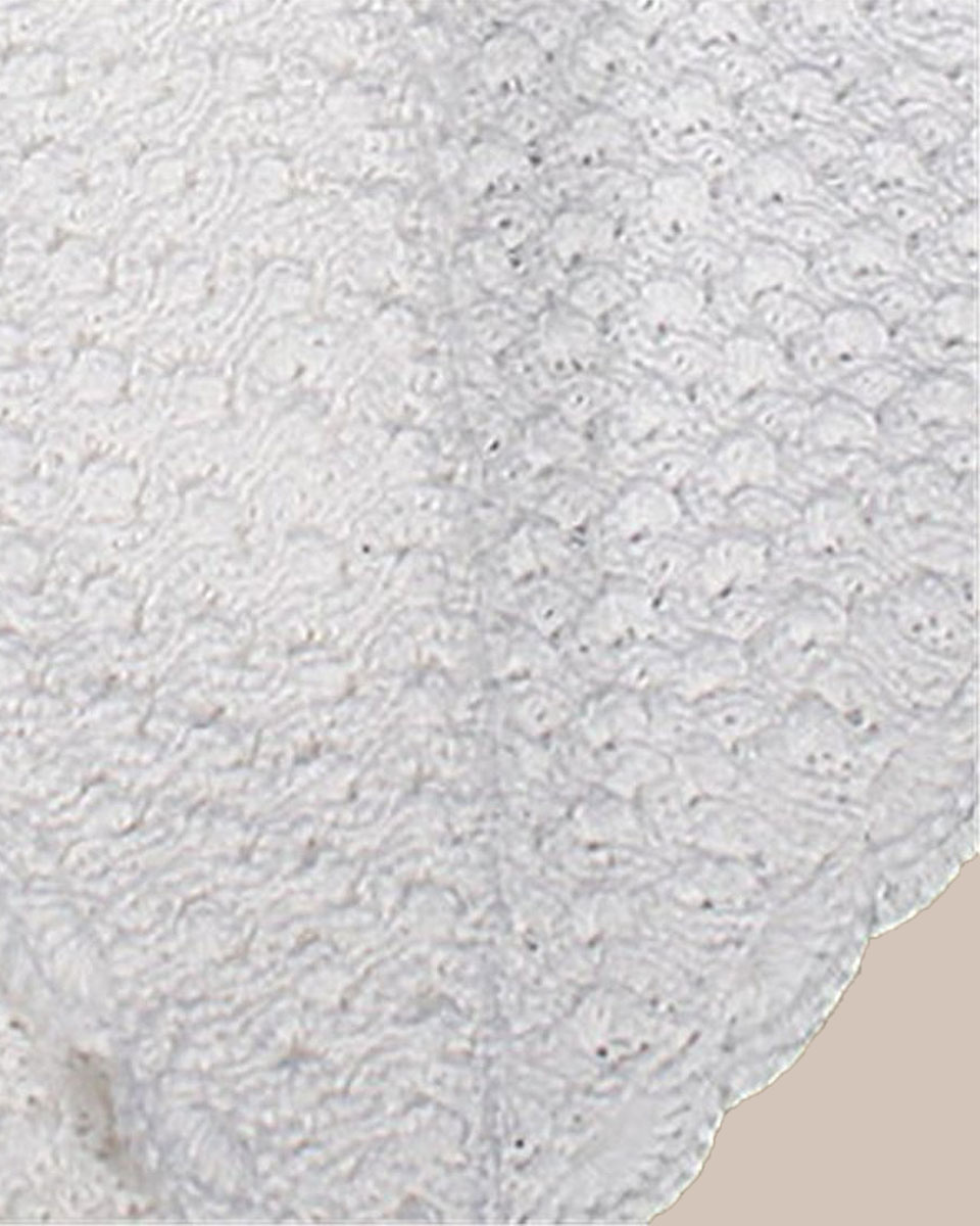 White Cotton Hand Crochet Shawl with Popcorn Pattern - One Small Child