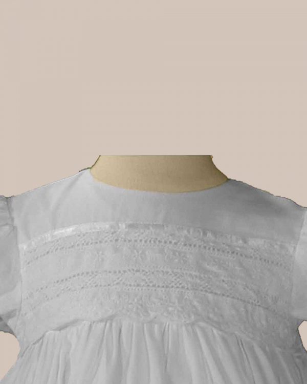 Girls 26" Cotton Dress Christening Gown Baptism Gown with Venise Lace - One Small Child