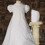 Girl 26" Cotton Heirloom Christening Gown with Hand Embroidery and Lace - One Small Child