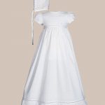 Girls 30" White Cotton Dress Christening Gown Baptism Gown with Lace - One Small Child