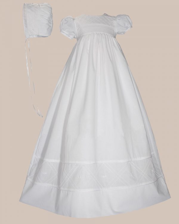 Girls 34" Cotton Dress Christening Gown Baptism Gown with Hand Embroidery - One Small Child