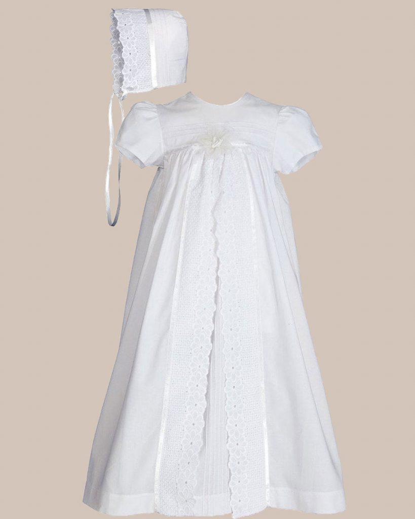 Girls 25" Split Panel Cotton Dress Christening Gown Baptism Gown - One Small Child