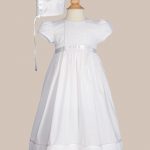 Girls 23" Cotton Christening Gown with Floral Lace Detailing - One Small Child