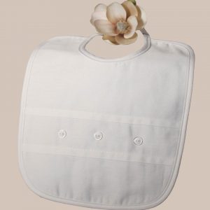 White Cotton Sateen Bib with Buttons - One Small Child