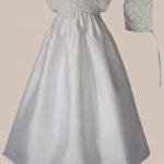 Girls 32" Silk Dupioni Christening Gown with Rosette Bodice - One Small Child