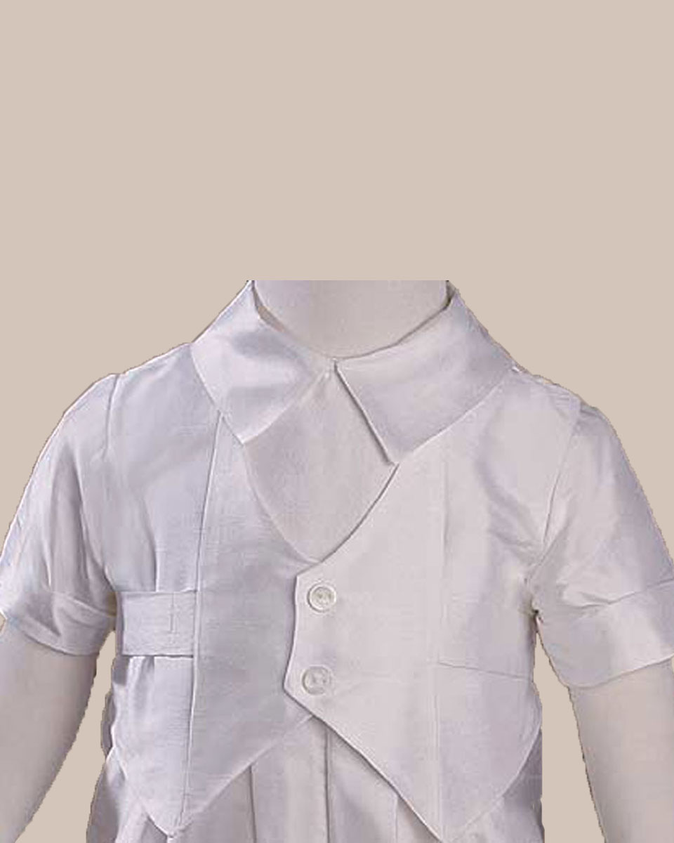 Boys Silk Dupioni Vested Christening Baptism Coverall with Hat - One Small Child