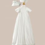 Unisex 34" Short Sleeve Silk Dupioni Christening Baptism Family Heirloom Gown - One Small Child