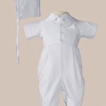 Boys Handsome White Vested Gabardine Short Sleeve Christening Baptism Coverall - One Small Child