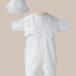 Boys White Nautical Gabardine Christening Baptism Knicker with Shamrock Embroidery - One Small Child