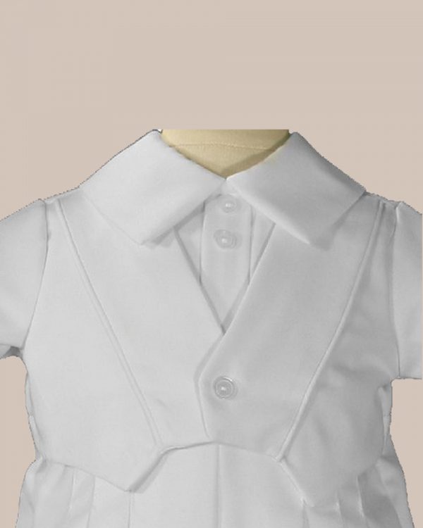 Boys White Christening Baptism Romper With Vest - One Small Child