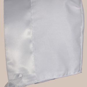 White Organza Overlay Poly Cotton Handmade Bonnet with Satin Trim - One Small Child