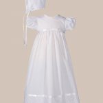 Girls 24" Poly Cotton Christening Baptism Gown with Lace Collar and Hem - One Small Child