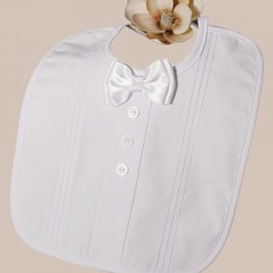 Christening Bib with Bow Tie and Pintucking - One Small Child