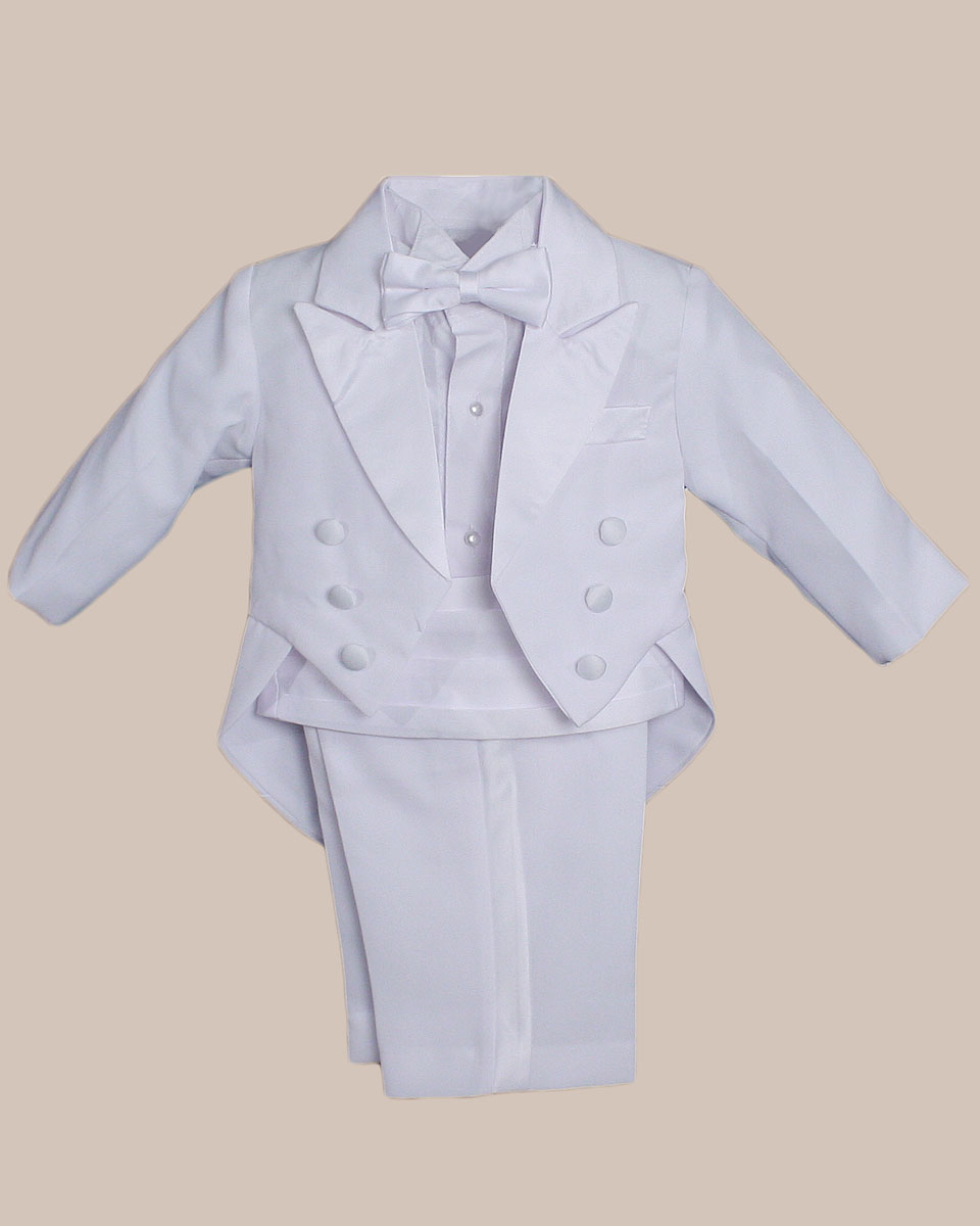 Angels Garment Baby Boys White 5 pcs Gold Embroidered Tuxedo 3-24M