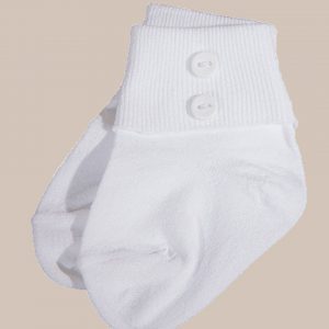 Boys White Anklet Socks with Buttons - One Small Child