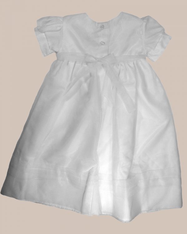 Girls' White Organza Overlay Gown with Sheer Flowers - One Small Child