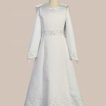 White Sleeveless Communion Baptism Dress with Shawl - One Small Child
