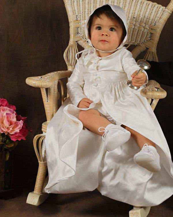 Clancey Boys Silk Special Occasion Christening Long Coat - One Small Child