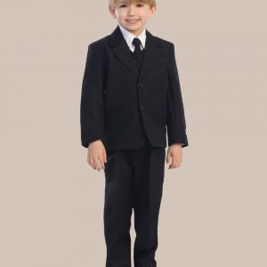 5 Piece Boy's 2 Button Dress Suit   Black - One Small Child