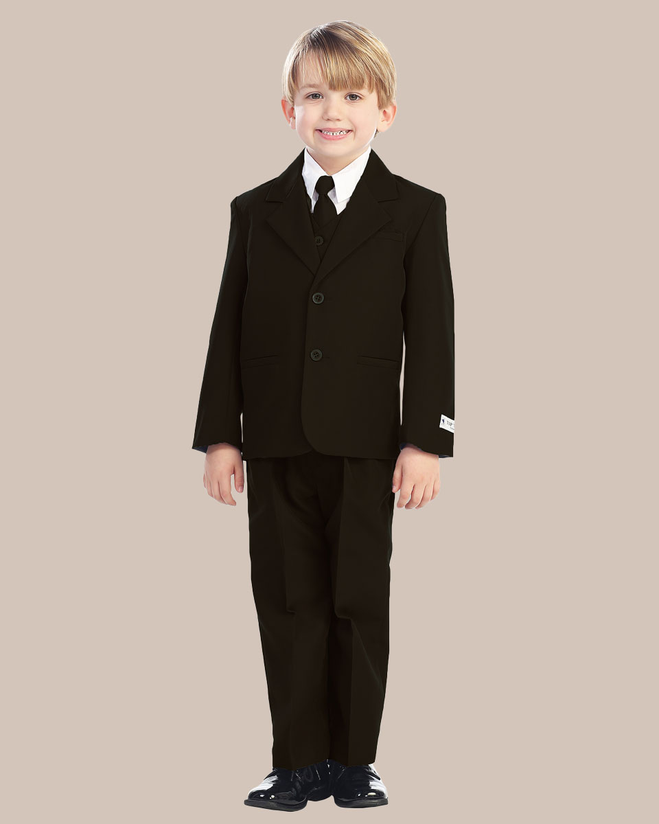 5 Piece Boy's 2 Button Dress Suit   Brown - One Small Child