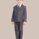 5 Piece Boy's 2 Button Dress Suit   Charcoal Gray - One Small Child