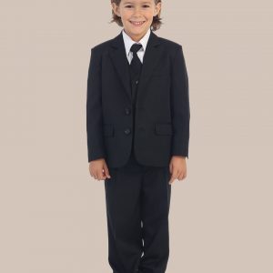 5 Piece Boy's 2 Button Dress Suit Tuxedo   Black - One Small Child