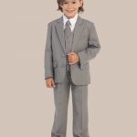 5 Piece Boy's 2 Button Dress Suit Tuxedo   Light Gray - One Small Child