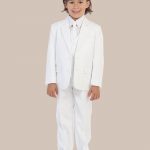 5 Piece Boy's 2 Button Dress Suit Tuxedo   White - One Small Child