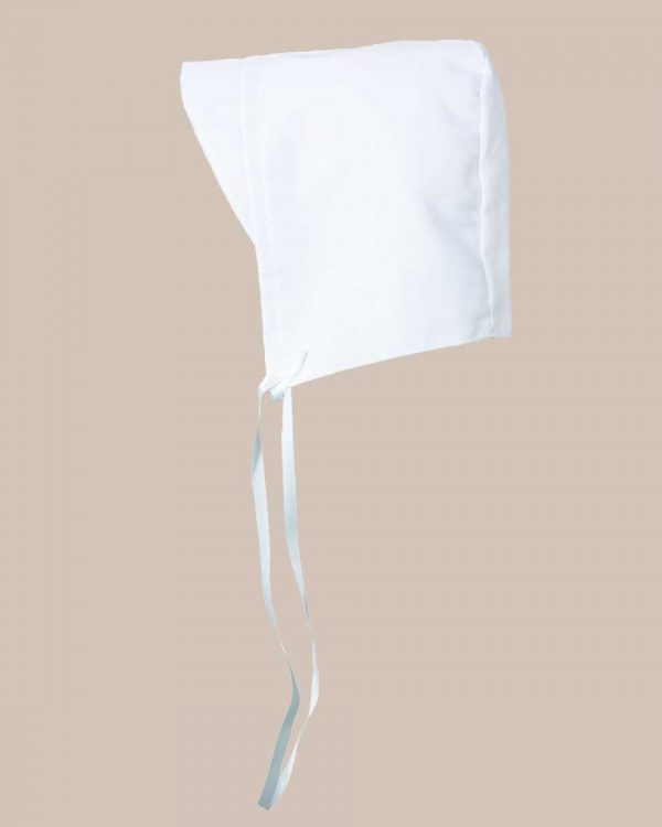 Boys Simple White Poly Rayon Christening Baptism Hat with Brim - One Small Child