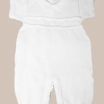 Boy’s Short Sleeve Soft White Cotton Knit Christening Baptism Longall