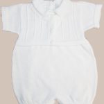 Boy’s Short Sleeve Soft White Cotton Knit Romper with Vest