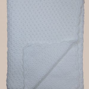 Hand Crochet White Cotton Shawl Blanket with Bubble Pattern - One Small Child