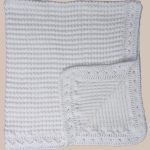 Hand Crochet White Cotton Shawl Blanket with Ripple Pattern - One Small Child