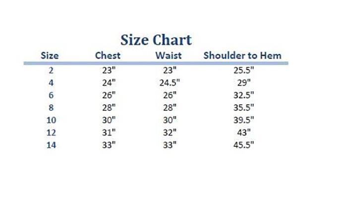 KD-308 Flower Girl Dress Size Chart Image - One Small Child